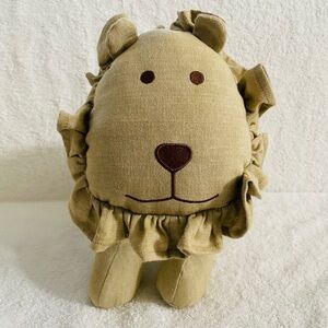 Restoration Hardware Baby & Child Herringbone Beige Plush Lion 14" Embroidered